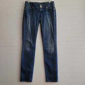 Guess Womens Skinny Jeans Size 26 Blue Daredevil Whiskering Distressed Bling